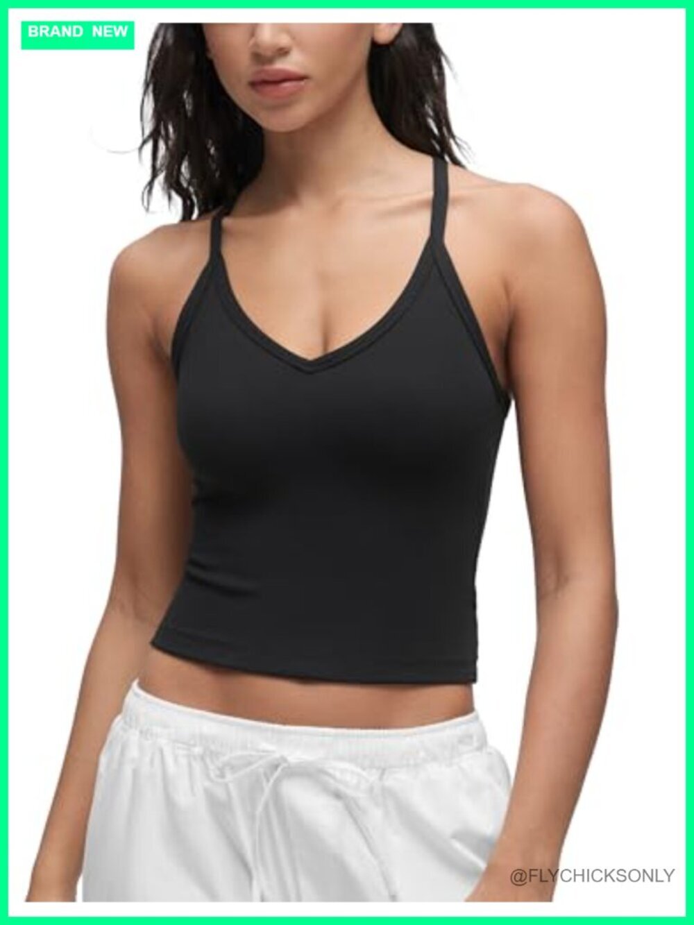 Double Lined V Neck Tank Top - Yoga Casual Camisole Racerback Sleeveless